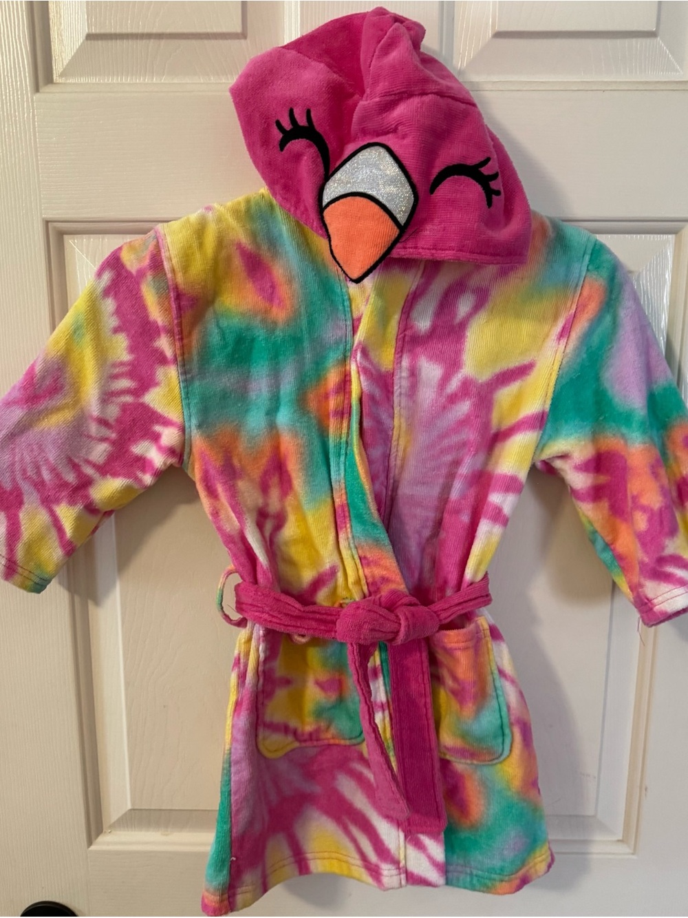Kids Saint Eve Tie-Dye Bird Hooded Robe with Pockets. 100% Cotton! Like New!